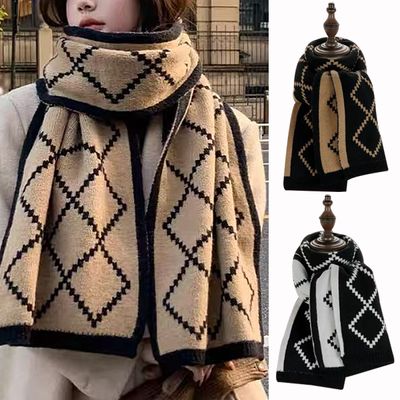 케이브 여성 겨울 양면 니트 머플러 스카프 목도리