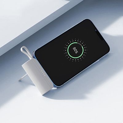 필로 5000mAh 미니 일체형 도킹형 보조배터리 듀얼C타