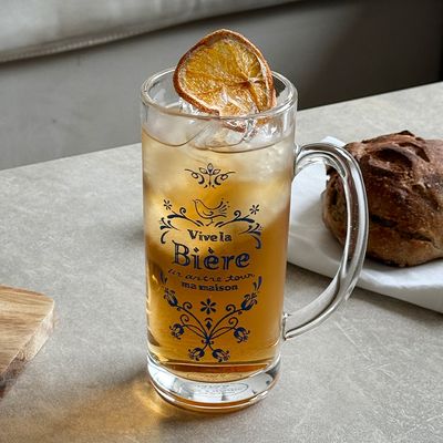 마메종 블루로즈 손잡이 맥주잔, 비어 글라스 450ml 