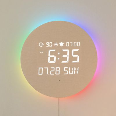 [무아스] 풀문 오로라 무드등 LED 벽시계+전용거치대