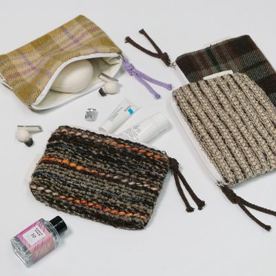 빈티지 체크 줄무늬 천 동전지갑 카드지갑 파우치