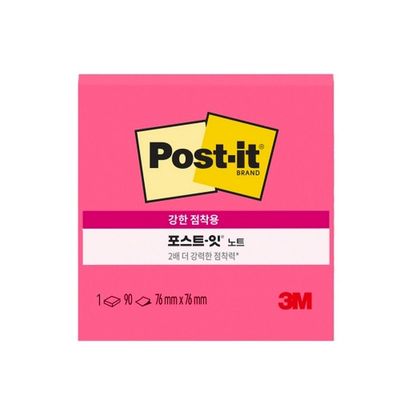 3M 포스트잇 슈퍼스티키 654-SSN 네온핑크 76X76 90매