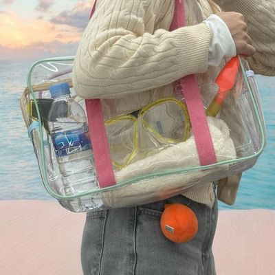 대형 수영장 비치백 투명 PVC 소재 휴가 물놀이용 가방 목욕 파우치(WFP986J)