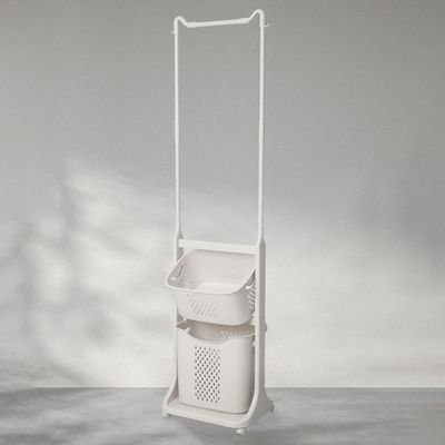 이동식 행거형 세탁 건조 올인원 2단 스윙 빨래바구니