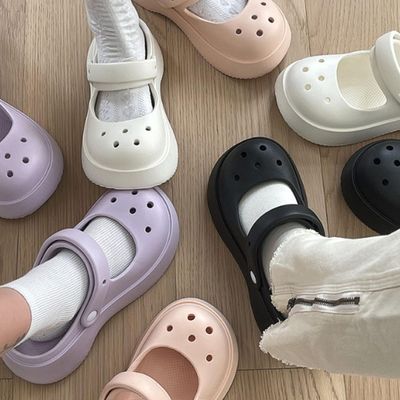 어나더뷰 4cm 메리제인 통굽 크록 슬리퍼 샌들 1557