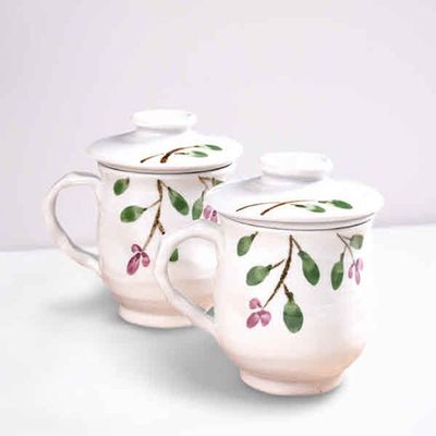 백자 야생화 머그 다기세트 (2인구성)(WBD5E55)