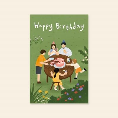 생일카드 Happy birthday ( 가족 ) 캘리그라피