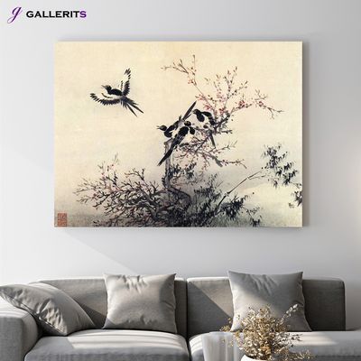 김홍도 매화 꽃 까치 그림 민화 풍수 인테리어 한국화