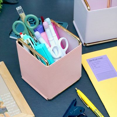 프리미엄 가죽 데스크 테리어 다용도 연필꽂이