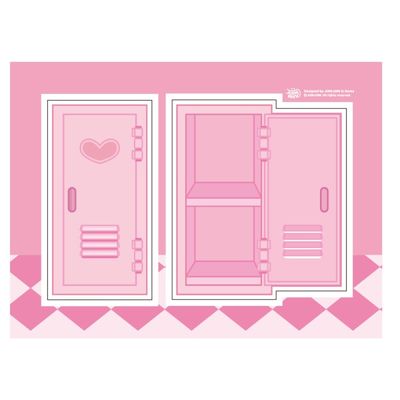 하이틴 캐비넷 모조지 스티커 - 핑크