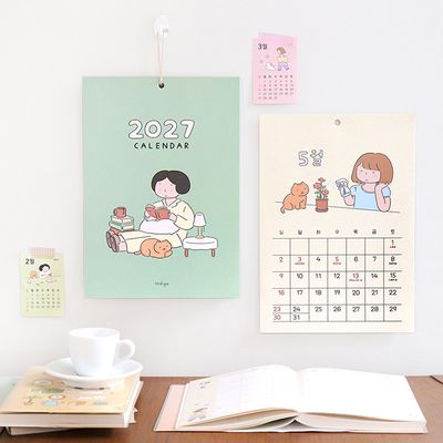 2027 일상 A4 벽걸이 달력 (감성 포스터 일러스트)