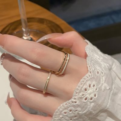 여성 글레이즈 더블 레이어 오픈 반지set