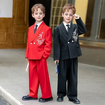 브레스티드 대나무 자수 오버핏 턱시도 정장세트