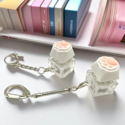 빛나는 LED 고양이 발바닥 말랑이 키캡 키링 피젯 참