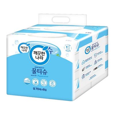 깨끗한나라 페퍼민트 블루 물티슈 (캡형 70매x6입)