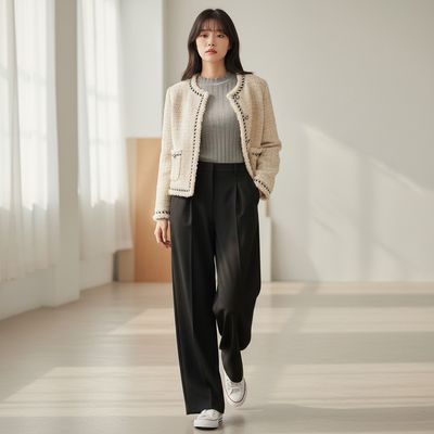 여성 프리미엄 디엘프 베이직 와이드 슬랙스