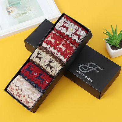 중목 장목양말 겨울순록 여성용 양말 5켤레(WB97447)