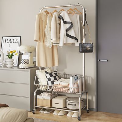 2칸 이동식 행거 스탠드 옷걸이 옷장 선반 철제 헹거