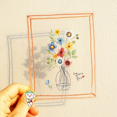 투명 스티커 압화 엽서 만들기(도안 제공)