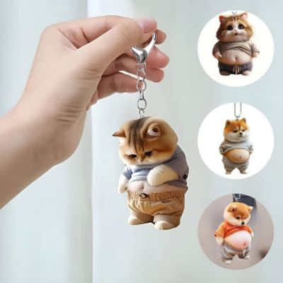 4종 뚱냥이 시바견 아크릴 키링 병맛 웃긴 쓸데없는
