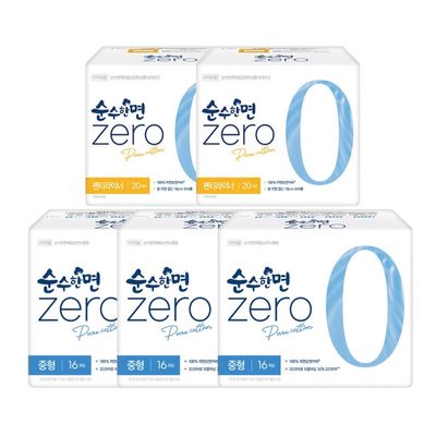순수한면 제로 중형(16P) 3팩 + 팬티라이너(20P) 2팩