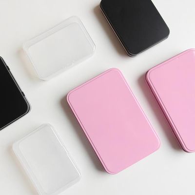 핑크 블랙 투명 틴케이스 3종 철제 소품 보관 캔 박스