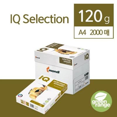 IQ Selection 복사용지 120g A4 2000매 높은평활도 정밀평탄도 탄소중립 백색(WFPCUBM)