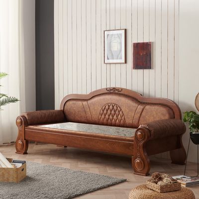 [랜선할인]보루네오 원목가죽 온돌 소파침대 YS123