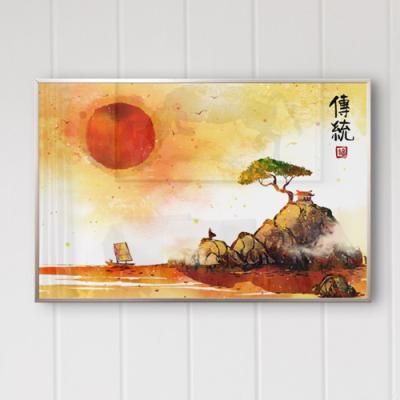 iq040-동양화_해와달_중형메탈액자