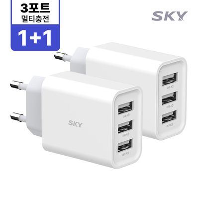[1+1]스카이 필 18W USB 3포트 멀티 일반 충전기 C3