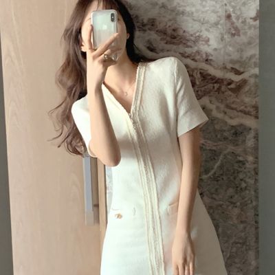 여성 여름 위티 트위드 하객룩 미니원피스