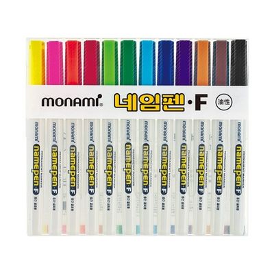 모나미 네임펜F 12색 중간글씨 네임펜