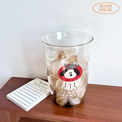 토마토를 쓴 강아지 내열유리 홈카페 감성 머그컵