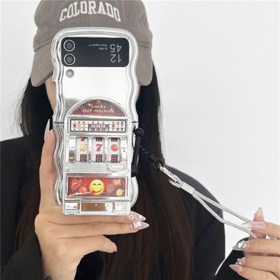 갤럭시z플립 5 4 3 힙한 슬롯머신 스트랩 물결 케이스