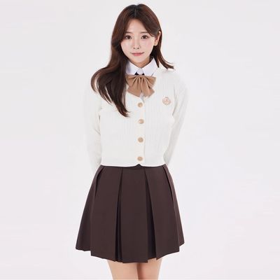 (대여) 금장 4버튼 여자 크롭 가디건(3color) 교복