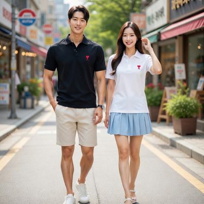 아미 스몰 하트 PK 반팔티셔츠 카라티