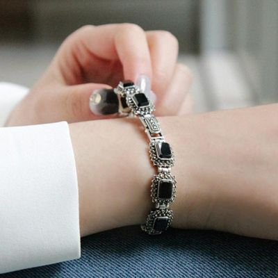 바이데이지 오닉스 마카사이트 앤틱 팔찌 Bl0291