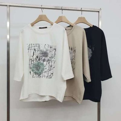 [애슬릿]여성 면 티셔츠 라운드 봄 여름 그래픽 7부