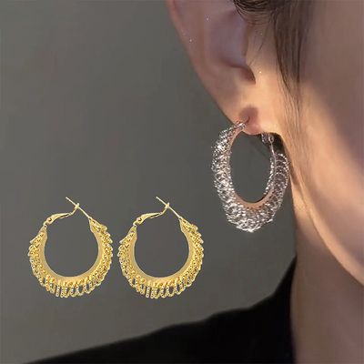 블링 힙한 체인 후프 서클 빅링 귀걸이 이어링 귀고리