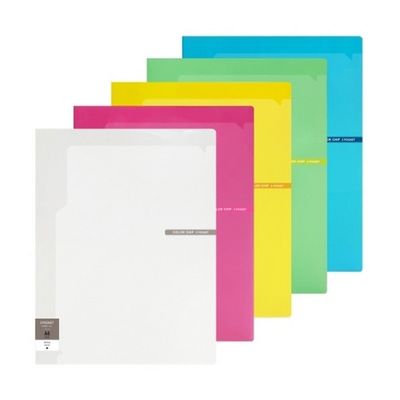 청운 칼라칩 2포켓화일 연두 파일