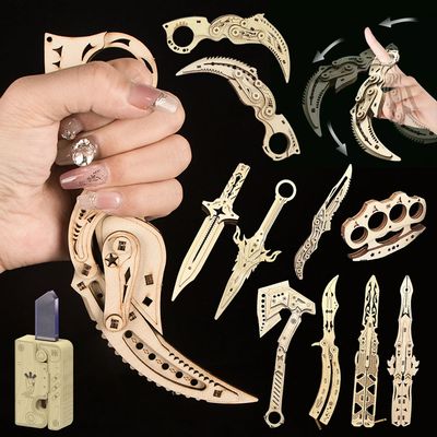 DIY 퍼즐조립 3D 중력 나무 당근칼 토이나이프 장난감