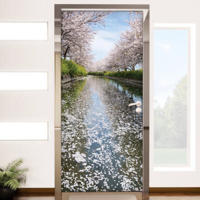 ih511-벚꽃이핀강가_현관문시트지_현관문시트지