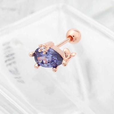 Everyday 14K 금침 큐빅 로즈골드 BLUE Whale 한쪽