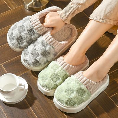 여성신발 보들 체크 방한 털실내화(WFJX2GG)