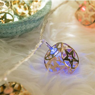 크리스마스 골드 큐브 건전지 전구 LED 30P 철재 스타