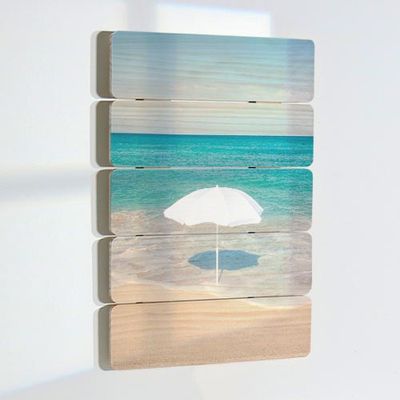 eh804-우드패널액자38CmX57.7Cm_파라솔이있는바다