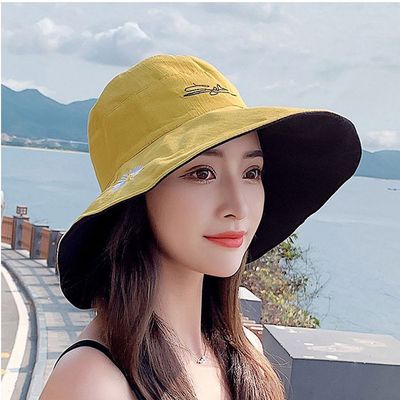 여성 데일리 모자 이루 양면 자수 버킷햇