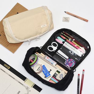심플 캔버스 대용량 고등학생 대학생 필통 펜 파우치
