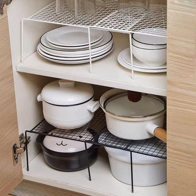 길이조절선반 싱크대 하부장 수납 격자형 블랙 L841