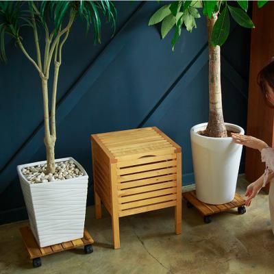 이동식 원목 화분받침대 아카시아 포타미 사각30x30cm